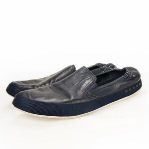 Vintage Prada Sport Blue Leather Slip On Sneaker Shoes 00s